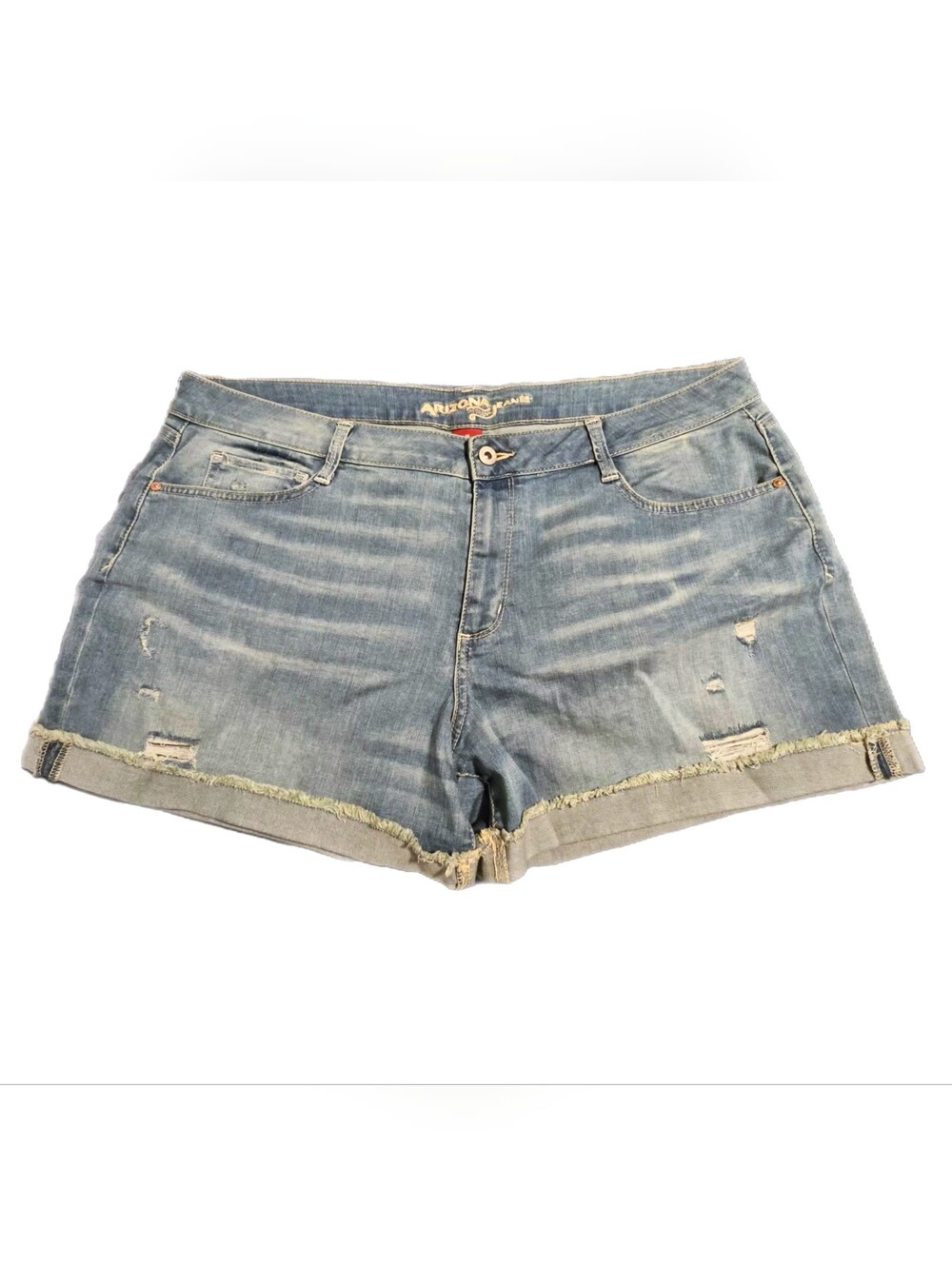 Arizona Jeans Distressed Light-Wash Denim Shorts | Size 19 | GUC